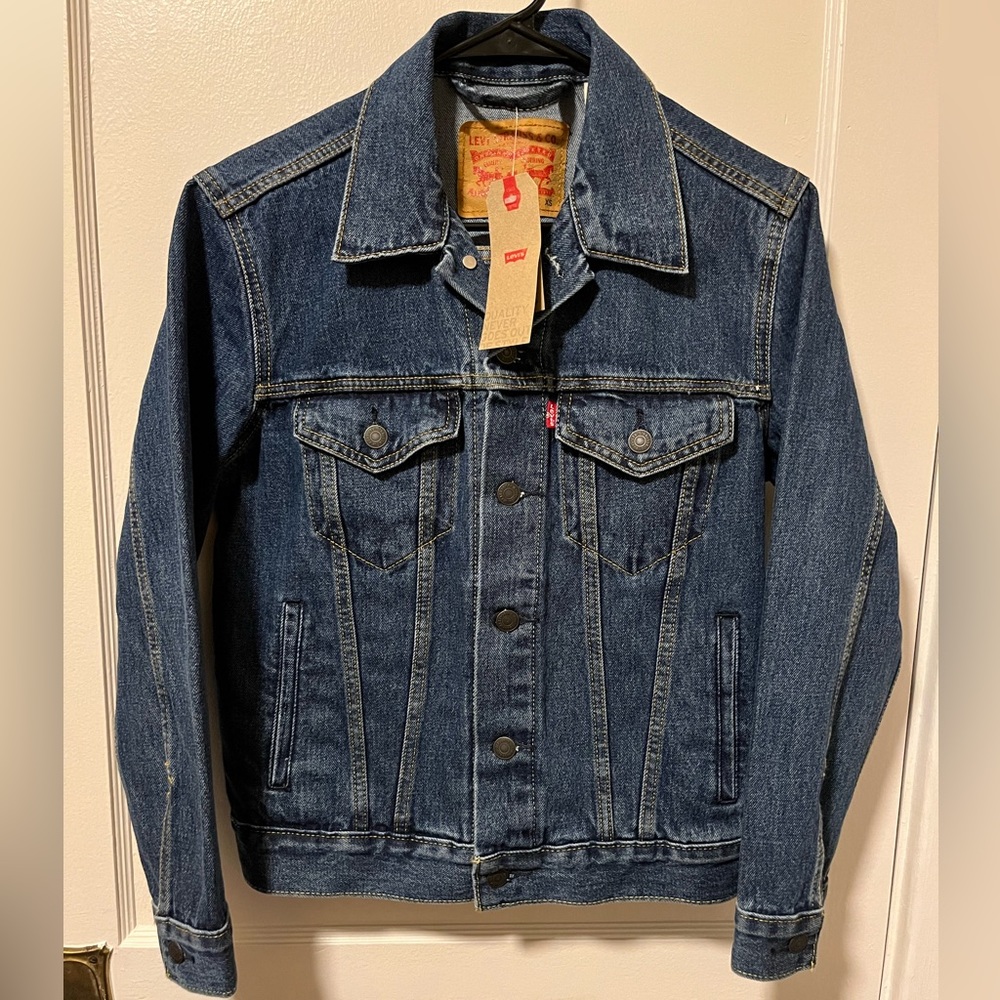 Levis Womens Ex-Boyfriend Trucker Jacket XS Blue MSRP $90